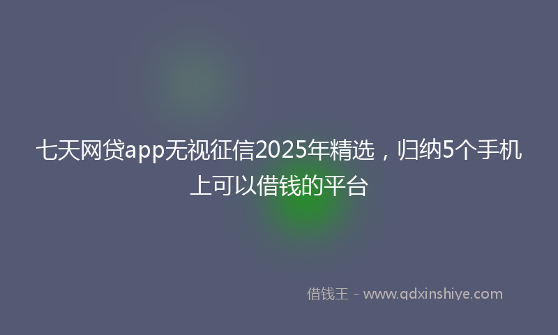 七天网贷app无视征信2025年精选，归纳5个手机上可以借钱的平台