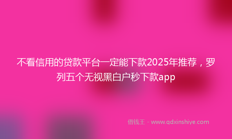 不看信用的贷款平台一定能下款2025年推荐，罗列五个无视黑白户秒下款app
