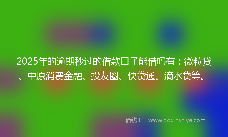2025年的逾期秒过的借款口子能借吗有：微粒贷、中原消费金融、投友圈、快贷通、滴水贷等。