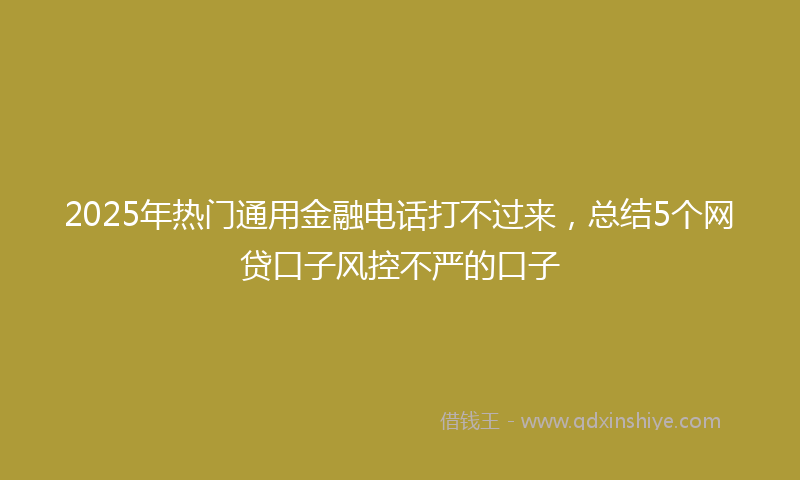 2025年热门通用金融电话打不过来，总结5个网贷口子风控不严的口子
