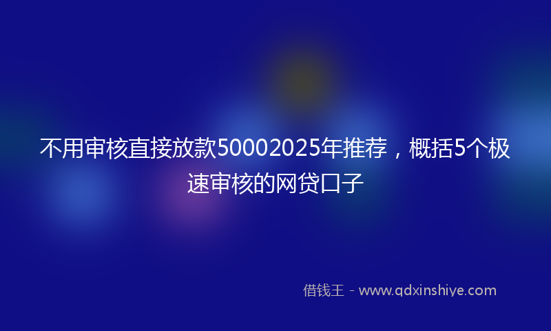 不用审核直接放款50002025年推荐，概括5个极速审核的网贷口子