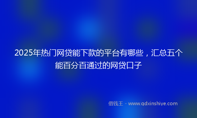 2025年热门网贷能下款的平台有哪些，汇总五个能百分百通过的网贷口子