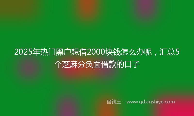 2025年热门黑户想借2000块钱怎么办呢,汇总5个芝麻分负面借款的口子
