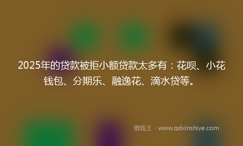 2025年的贷款被拒小额贷款太多有：花呗、小花钱包、分期乐、融逸花、滴水贷等。