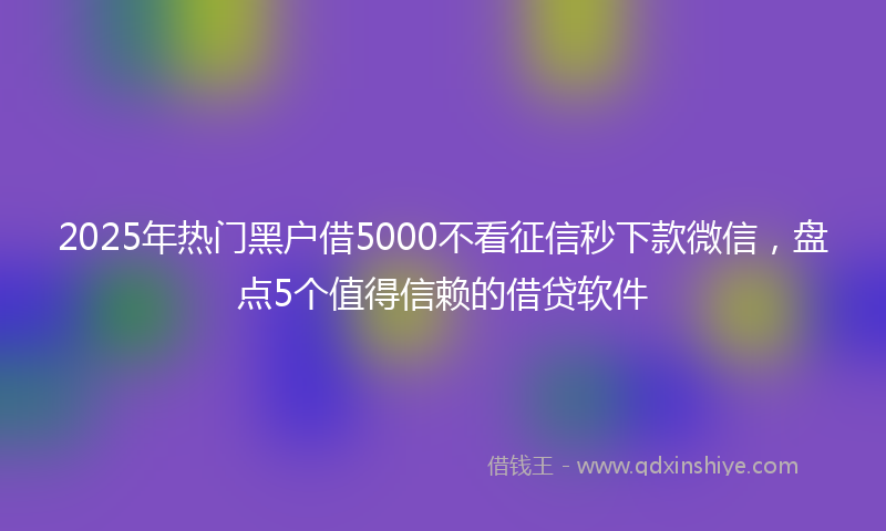 2025年热门黑户借5000不看征信秒下款微信，盘点5个值得信赖的借贷软件