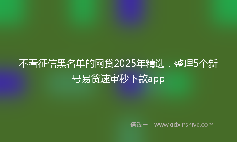 不看征信黑名单的网贷2025年精选，整理5个新号易贷速审秒下款app
