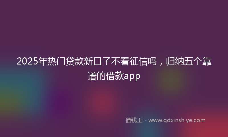 2025年热门贷款新口子不看征信吗，归纳五个靠谱的借款app