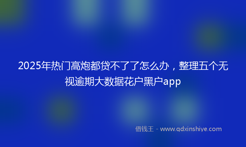 2025年热门高炮都贷不了了怎么办，整理五个无视逾期大数据花户黑户app