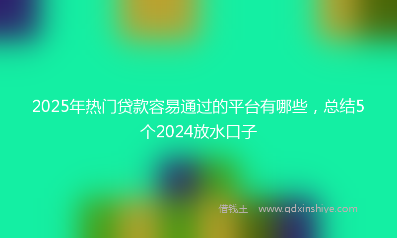 2025年热门贷款容易通过的平台有哪些，总结5个2024放水口子
