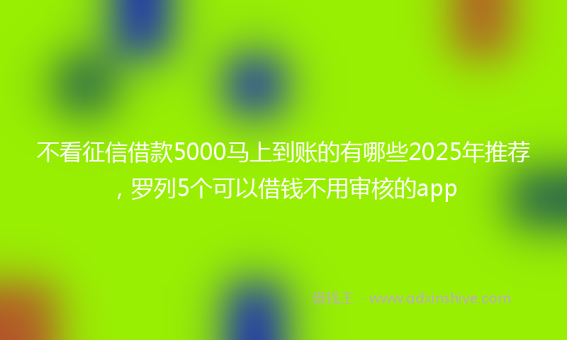 不看征信借款5000马上到账的有哪些2025年推荐，罗列5个可以借钱不用审核的app