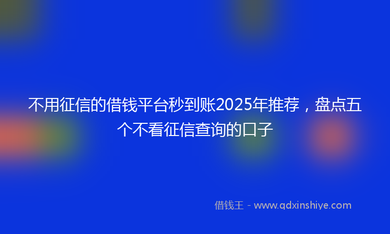 不用征信的借钱平台秒到账2025年推荐，盘点五个不看征信查询的口子