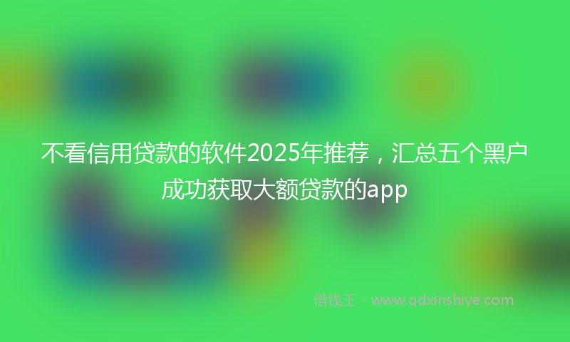 不看信用贷款的软件2025年推荐，汇总五个黑户成功获取大额贷款的app
