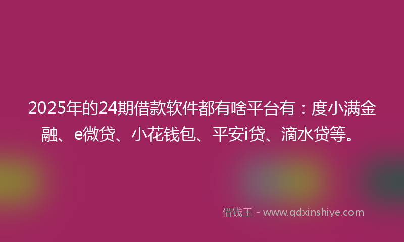 2025年的24期借款软件都有啥平台有：度小满金融、e微贷、小花钱包、平安i贷、滴水贷等。