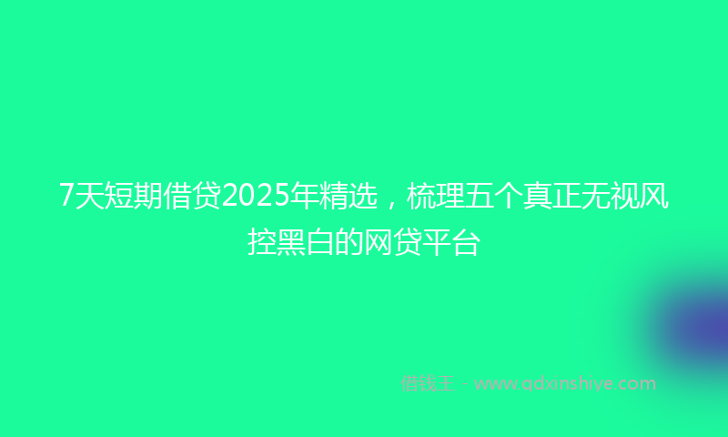 7天短期借贷2025年精选，梳理五个真正无视风控黑白的网贷平台