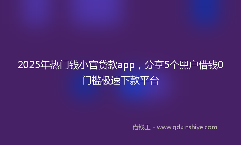 2025年热门钱小官贷款app，分享5个黑户借钱0门槛极速下款平台