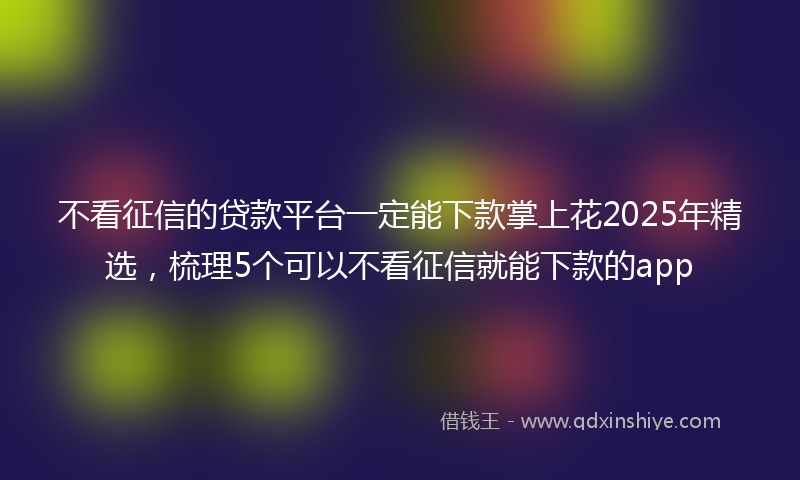 不看征信的贷款平台一定能下款掌上花2025年精选，梳理5个可以不看征信就能下款的app