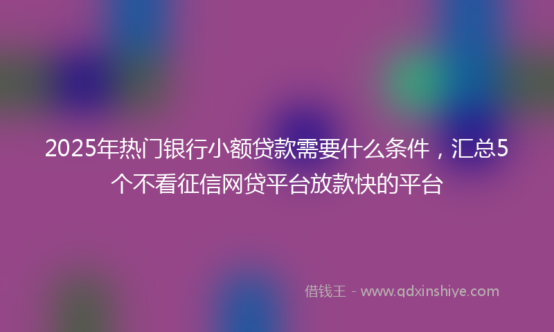 2025年热门银行小额贷款需要什么条件，汇总5个不看征信网贷平台放款快的平台