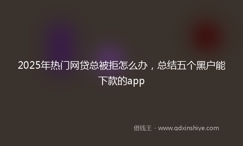 2025年热门网贷总被拒怎么办，总结五个黑户能下款的app