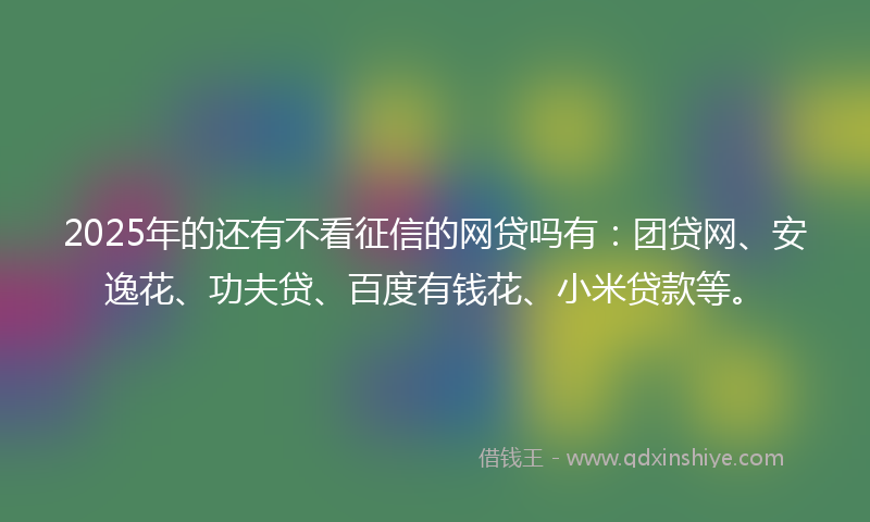 2025年的还有不看征信的网贷吗有：团贷网、安逸花、功夫贷、百度有钱花、小米贷款等。