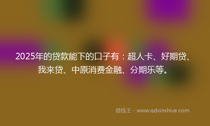 2025年的贷款能下的口子有：超人卡、好期贷、我来贷、中原消费金融、分期乐等。