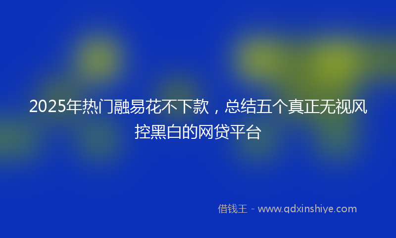 2025年热门融易花不下款,总结五个真正无视风控黑白的网贷平台
