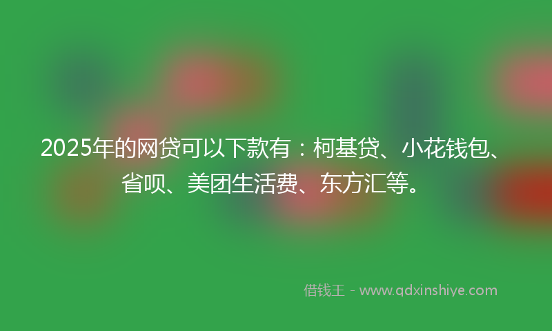 2025年的网贷可以下款有:柯基贷、小花钱包、省呗、美团生活费、东方汇等。