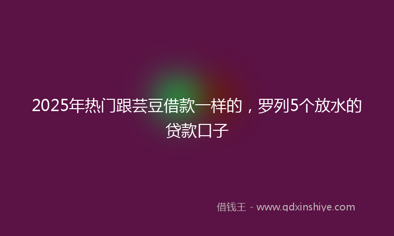 2025年热门跟芸豆借款一样的，罗列5个放水的贷款口子