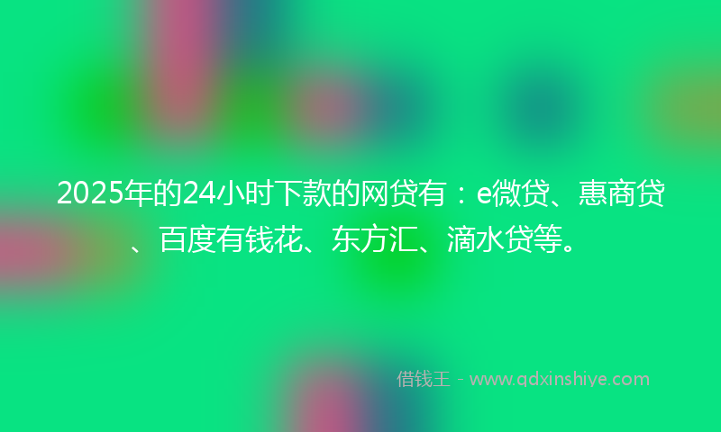 2025年的24小时下款的网贷有：e微贷、惠商贷、百度有钱花、东方汇、滴水贷等。