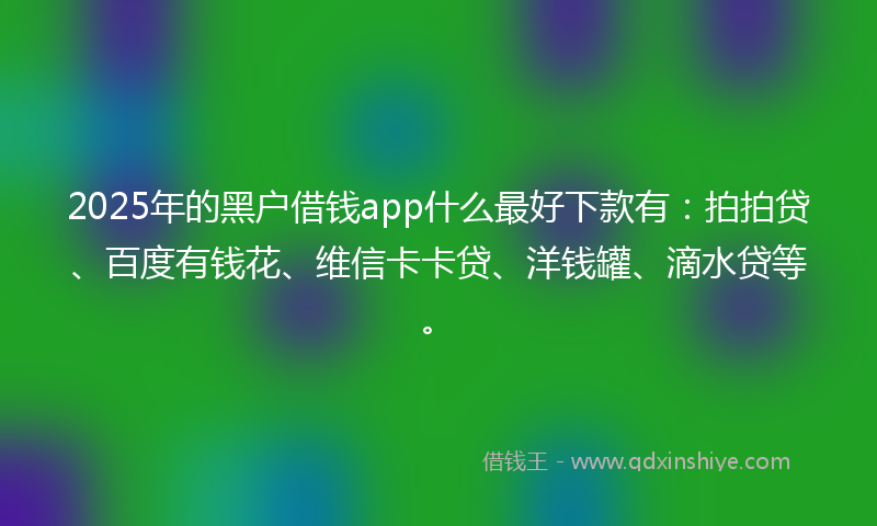 2025年的黑户借钱app什么最好下款有:拍拍贷、百度有钱花、维信卡卡贷、洋钱罐、滴水贷等。