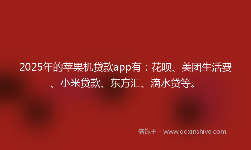 2025年的苹果机贷款app有：花呗、美团生活费、小米贷款、东方汇、滴水贷等。