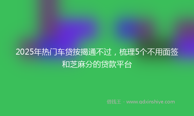 2025年热门车贷按揭通不过，梳理5个不用面签和芝麻分的贷款平台