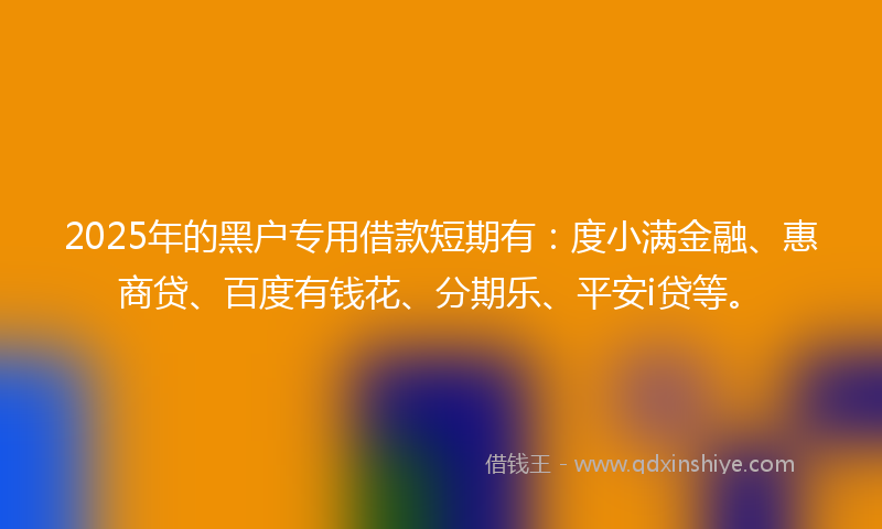 2025年的黑户专用借款短期有：度小满金融、惠商贷、百度有钱花、分期乐、平安i贷等。