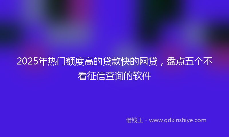 2025年热门额度高的贷款快的网贷，盘点五个不看征信查询的软件