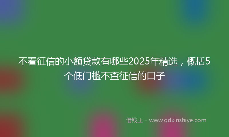 不看征信的小额贷款有哪些2025年精选，概括5个低门槛不查征信的口子