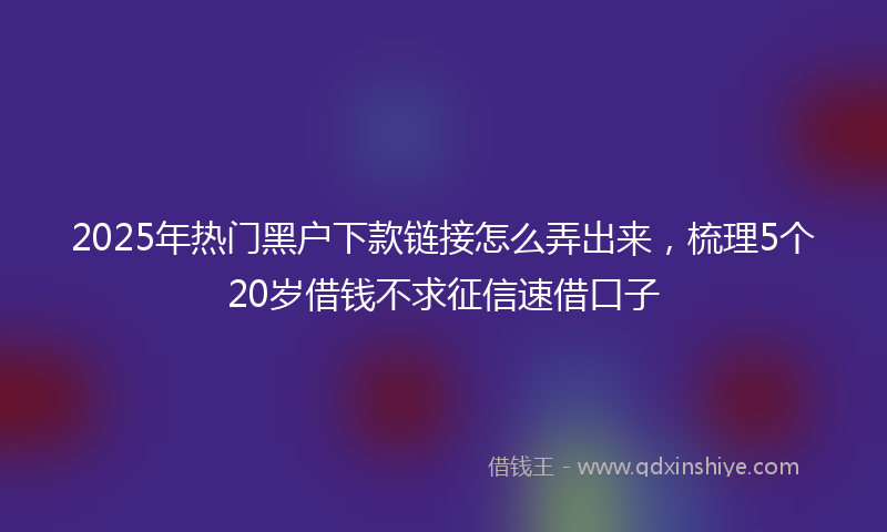 2025年热门黑户下款链接怎么弄出来，梳理5个20岁借钱不求征信速借口子