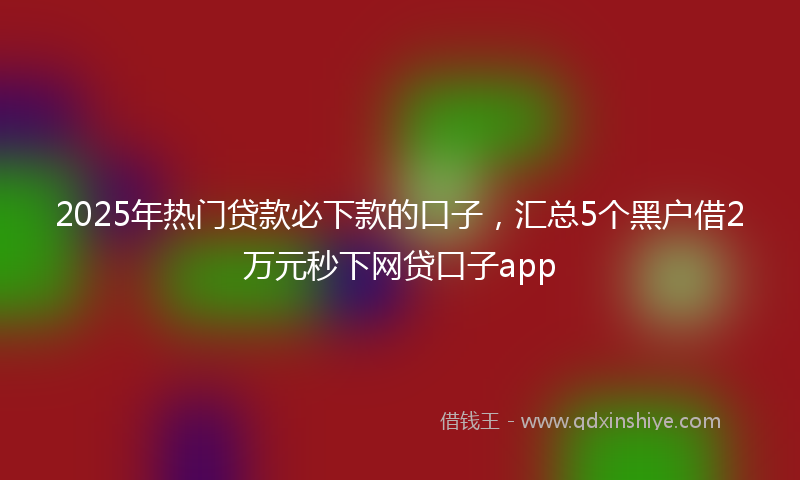 2025年热门贷款必下款的口子，汇总5个黑户借2万元秒下网贷口子app