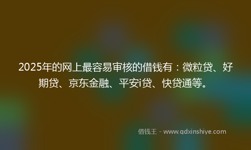 2025年的网上最容易审核的借钱有：微粒贷、好期贷、京东金融、平安i贷、快贷通等。
