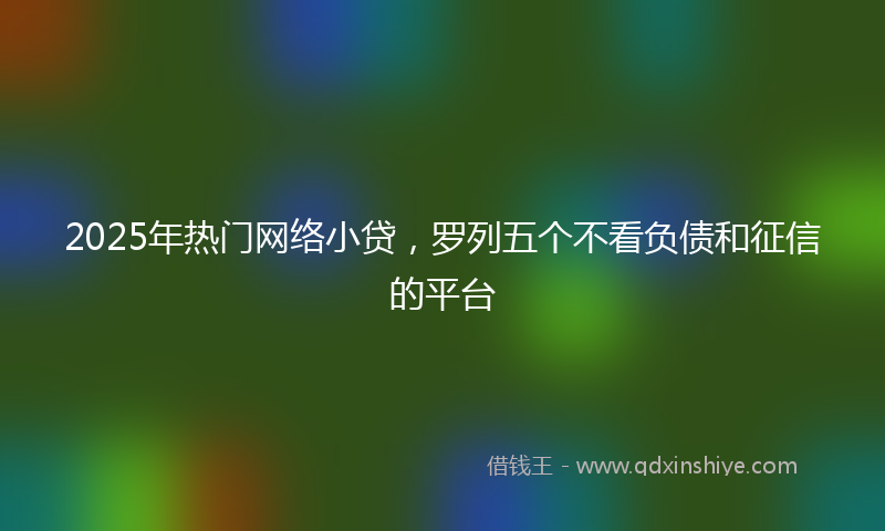 2025年热门网络小贷，罗列五个不看负债和征信的平台