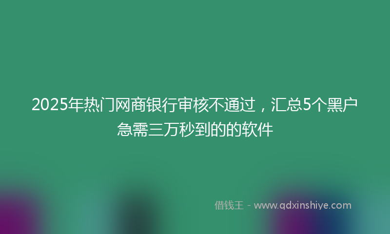 2025年热门网商银行审核不通过，汇总5个黑户急需三万秒到的的软件