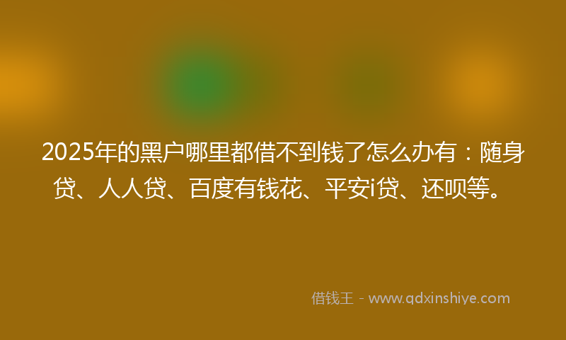 2025年的黑户哪里都借不到钱了怎么办有：随身贷、人人贷、百度有钱花、平安i贷、还呗等。