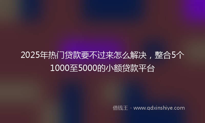 2025年热门贷款要不过来怎么解决，整合5个1000至5000的小额贷款平台
