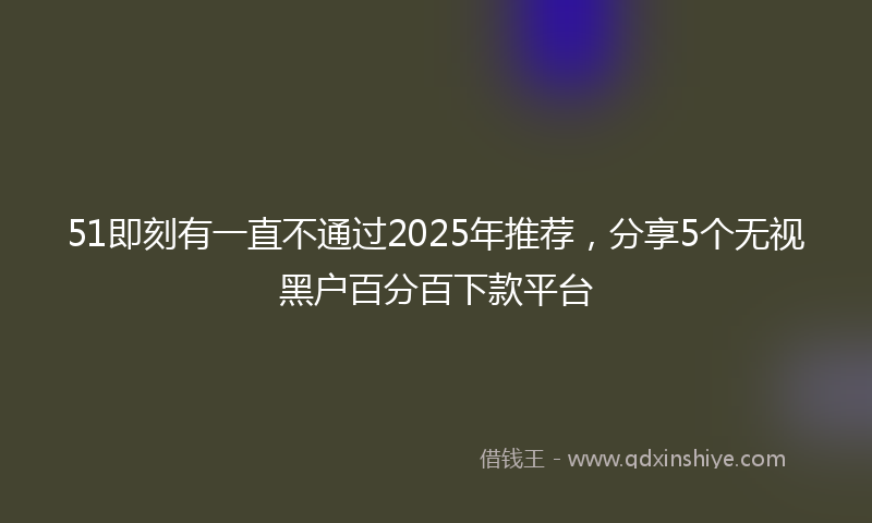 51即刻有一直不通过2025年推荐，分享5个无视黑户百分百下款平台