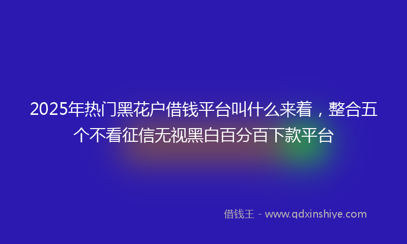 2025年热门黑花户借钱平台叫什么来着，整合五个不看征信无视黑白百分百下款平台