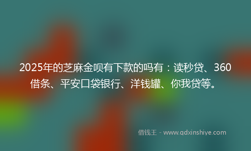 2025年的芝麻金呗有下款的吗有:读秒贷、360借条、平安口袋银行、洋钱罐、你我贷等。