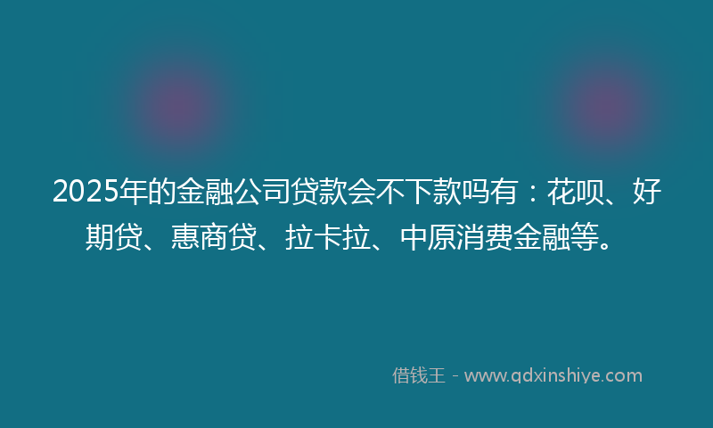 2025年的金融公司贷款会不下款吗有：花呗、好期贷、惠商贷、拉卡拉、中原消费金融等。