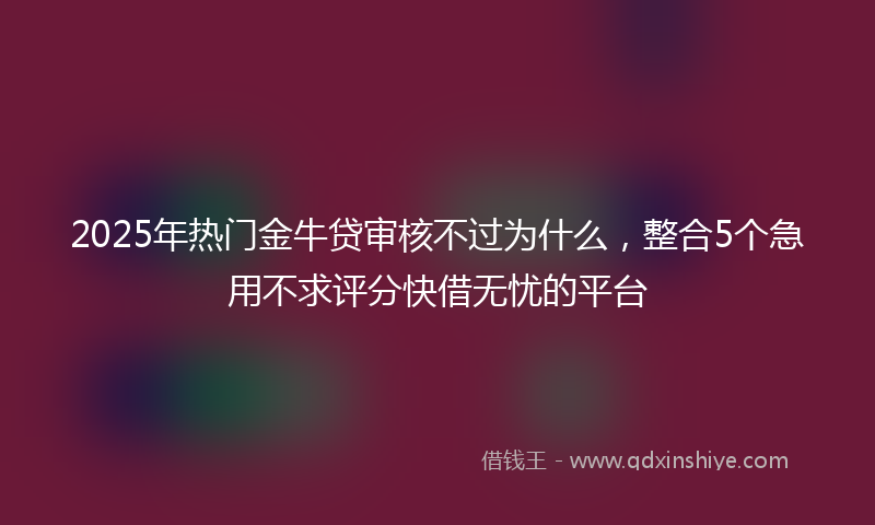 2025年热门金牛贷审核不过为什么，整合5个急用不求评分快借无忧的平台