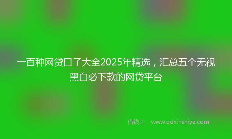 一百种网贷口子大全2025年精选，汇总五个无视黑白必下款的网贷平台