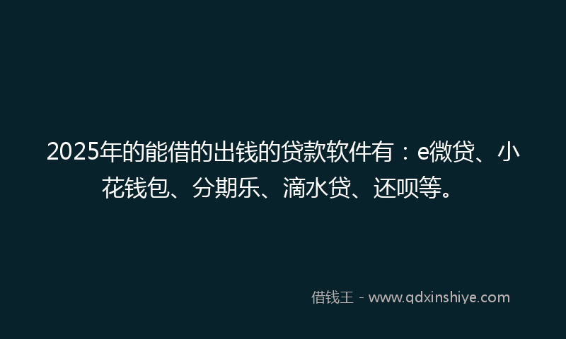 2025年的能借的出钱的贷款软件有：e微贷、小花钱包、分期乐、滴水贷、还呗等。
