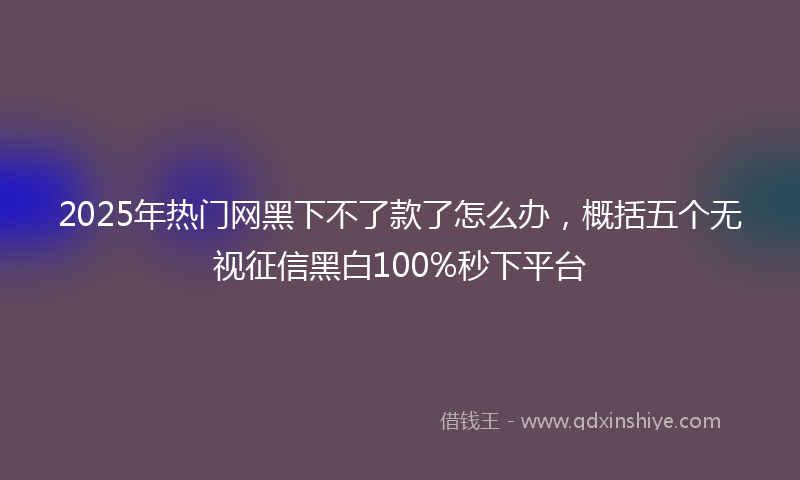 2025年热门网黑下不了款了怎么办，概括五个无视征信黑白100%秒下平台
