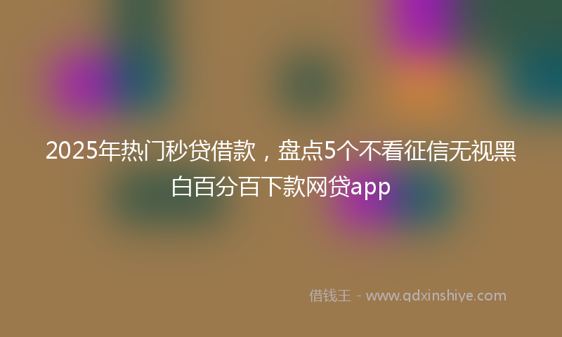 2025年热门秒贷借款，盘点5个不看征信无视黑白百分百下款网贷app